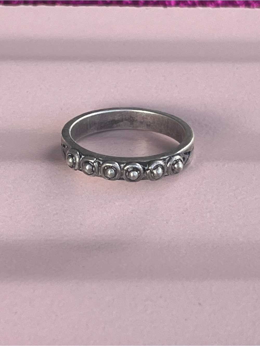 Sterling Silver Southwestern Bead Ring Oxidized Stamped Arrow Design
